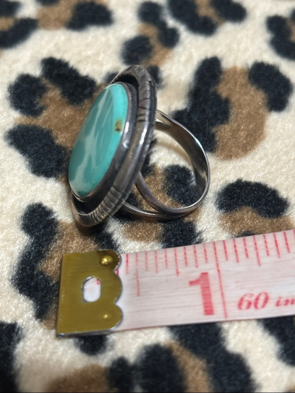 Vintage Sterling Silver 🩵 Turquoise Stone Ring 7.5 Southwest Statement - Picture 4 of 15